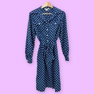 Umba for Parues Feinstein LARGE American VINTAGE 60s Blue Polka Dot Dress